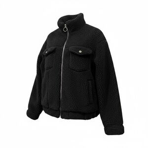 Civil Regime Fuzzy Black Sherpa Jacket – Size Medium (New Without Tags) pockets